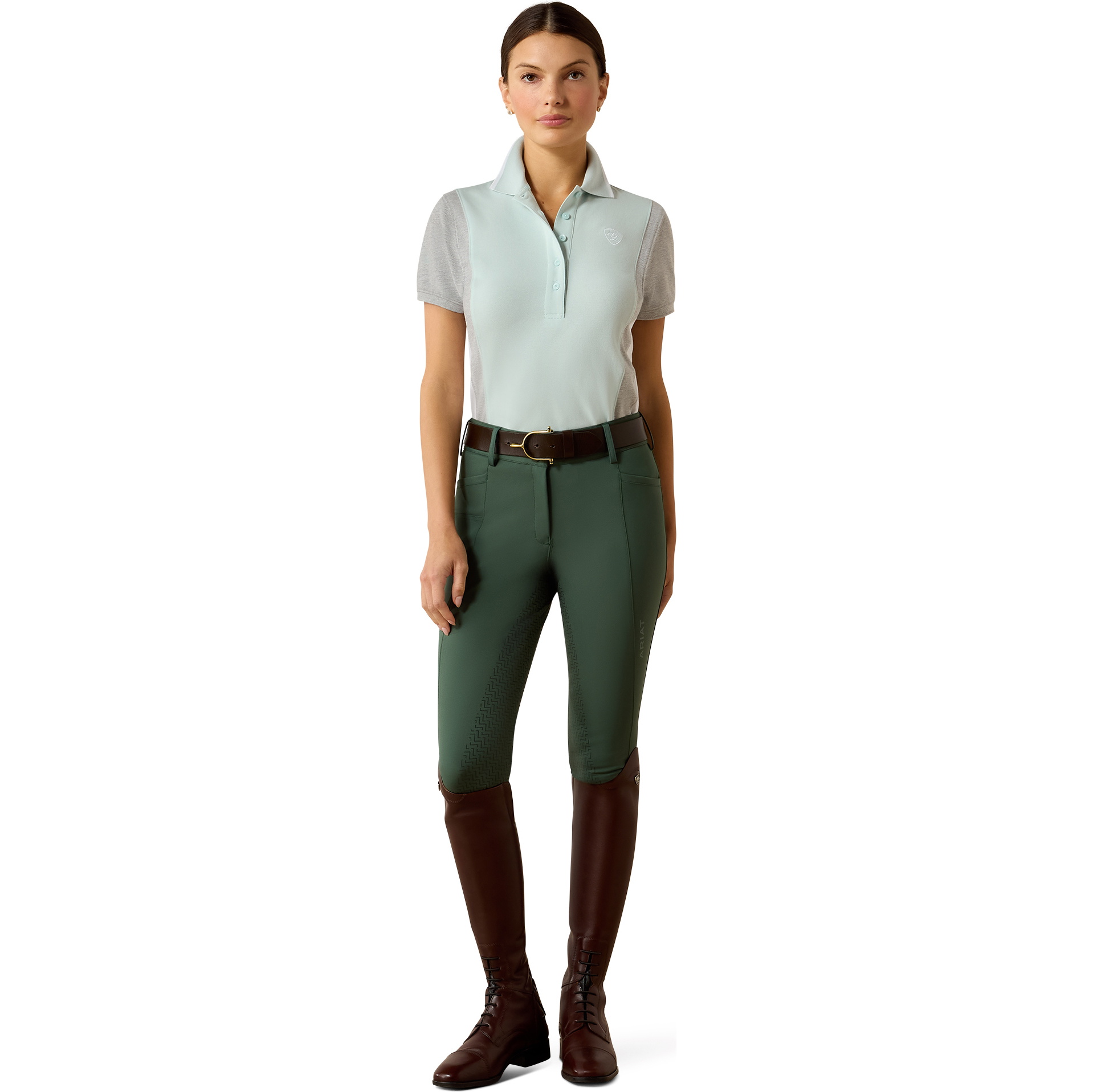 2026 Ariat Femmes Taryn Polo Shirt 10071767 - Starlight / Heather Grey